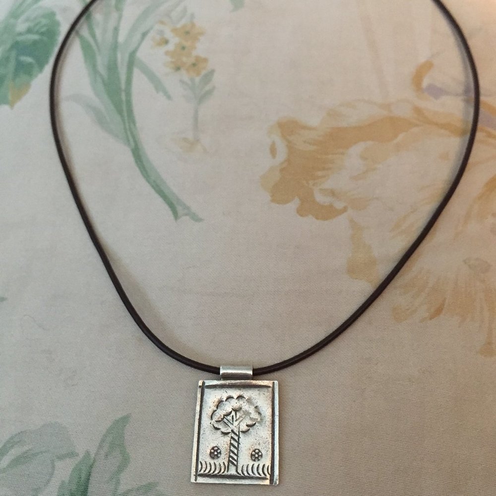 Sterling Silver Disc on Leather Cord